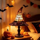 Stained Glass Witch Hat Lamp Gothic Decor  Vintage Witchy Halloween Night Lights