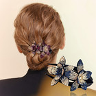 6 Pack Rhinestone Double Flower Hair Clip For Women Girls  Crystal Duckbill C   