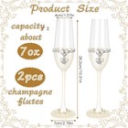 Wedding Champagne Flutes Set Of 2  7oz Toasting Flutes With Crystal Rhineston   