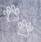 2 - Microfiber Pet Towel - Gray With White Paw Prints - Hook Loop For Drying 