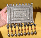 Antique Yemenite Bedouin Silver Prayer Box Amulet Red Black Coral Dangles  Yemen