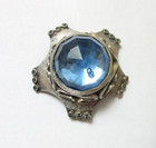 Antique Hatpin Large Blue Domed Glass