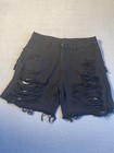 Jeans Women   s Black Distressed Frayed Hem Denim Shorts  Solid  Size L