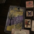 Lot Of 35  Wood Block Clear Acrylic Rubber Stamps Some New Some Used Vintage