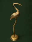 Vintage Brass Crane Sculpture Mid Century Heron Bird Statue