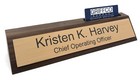 Personalized 10  Walnut Desk Name Plate With Business Card Holder - 16 Colors