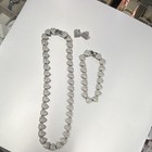 Silver Heart Crystal Jewelry Set Necklace Bracelet Earrings  fashion 