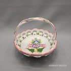 Vintage Rccl Porcelain Hand Painted Floral Basket With Braided Handle  Portugal