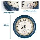 Meridra Outdoor Clock Waterproof With Thermometer Wall Small  8   Blue