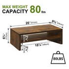 Wooden 2 Tiers Desktop Monitor Stand Riser 20 Inch Printer Stand With Storage 