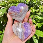 Mexican Amethyst Crazy Lace Agate Heart Palm Stone Healing Decor Energy Gift