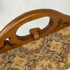 Antique Silk Lined Tapestry Sewing Basket Wood Frame Top Handle Purse Handbag