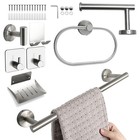 8 Piece Bathroom Hardware Accessories Set With 16  Towel Bar - Brushed Nickel