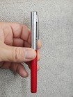 Vintage Schaeffer Fountain Pen Red With Chrome Cap Fine Nib Usa 