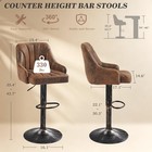 Bar Stools Set Of 2 Adjustable Counter Height Swivel Dark Brown Vecelo Barstools
