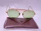 Vintage Wwii Gold Color Pilot Aviators Sunglasses Rockglas Bausch   Lomb Green