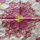 Vintage Hand-pieced Grandmother   s Flower Garden Star Quilt Top     26    1940s   1950s