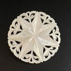 Antique Carved Mother Of Pearl Brooch Open Work 7 Point Star Mop Victorian