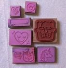 Lot Of 7 Miscellaneous Mounted Rubber Stamps Crafting  Hearts Unicorn Monster