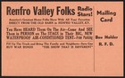 Vintage Mailing Card Renfro Valley Folks Radio Stars Peach Kentucky Unused Nrmt 