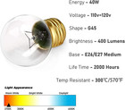 Oven Light Bulb  40 Watt Appliance Bulb Fit For Whirlpool Ge Maytag Ken-more Ove