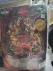 Bucilla Wreath Bow Holly Lighted Felt Sequins Christmas Kit 85453 New Rare