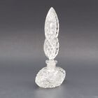 Vintage Perfume Bottle   Stopper Clear Cut Glass Art Deco Style 6  Tall