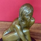 Bronze Sculpture Woman Statue Dancer Nude Marble Art Deco Lady Figure Female