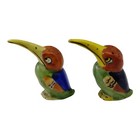 Vintage Tropical Birds Parrots Kingfisher Salt Pepper Shaker Set Japan Small