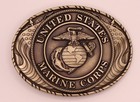 Indiana Metal Craft Usmc Crest Double Flag Solid Brass Belt Buckle Usa