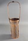 Antique Japanese Multi Sided Lacquered Ikebana Bamboo Flower Basket