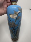 Beautifull Tall Antique Japanese Cloisonne Vase Birds Butterflies 