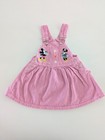 Vintage 90s Mickey   Co Denim Gingham Overalls Dress Disney Pink Minnie 4t