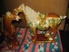 Nice Pair Of Vintage Tang Horse Figures On Stands 12  Tall  Marked