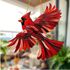 Large Red Bird cardinal Stained Glass Look-8  Acrylic Suncatcher-2d-great Gift