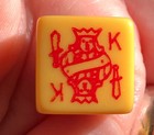 Vintage 1940 s Bakelite Poker Dice Set Of 5   5 8  Yellow Ace King Original