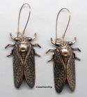  5013er Large Antiqued Gold Cicada Earrings - 1 Pr