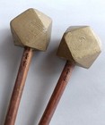 Rare Pair Vintage Chinese Wooden Hammers With Signed  Very Big  