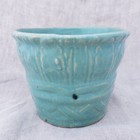 Vintage Mid Century Turquoise Aqua Blue Basket Weave Ceramic Pottery Planter