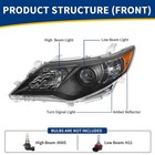Autosaver88 Headlights For 12-14 Camry L le xle   Hybrid Le xle Black Projector