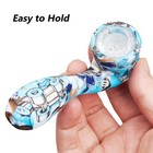 4 5 Inch Tobacco Smoking Silicone Pipe 9-hole Glass Bowl Collectible Hand Pipe