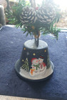 Hand Painted Snowman Winter Scene Metal Bell Christmas Winter