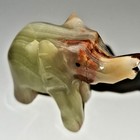 Carved Green Onyx Elephant Trunk Up Figurine Good Luck 2 5 