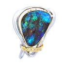 32 41 Carat Australian Boulder Opal Diamond 18k Yellow Gold   Platinum Brooch