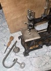 Antique Muller German Cast Iron Child s Sewing Machine   Tools In Original Box