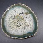 Blue Polished Agate Geode Slice W  Druzy Center Crystal Display  6  X 5   5