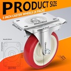 5 Inch Heavy Duty Caster Set Of 4  Swivel Plate Castor Wheels With 5-inch Red