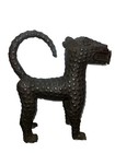 African Royal Leopard Oba Cast Bronze Benin H14 Inch 13 Inch Wide 20 Century
