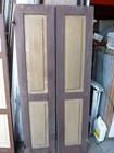 Pair C1840-50 Paneled House Shutters Old Hardware Brown Paint 65  X 14  X 1 1 8
