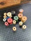 Lot 15 Vintage Wooden Thread Spools Empty Sewing Bobbins Various Sizes Craft